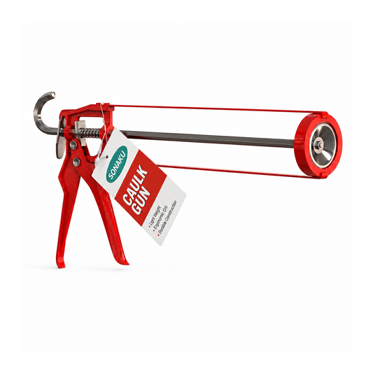 Caulking Gun - for C3/310ml and C4/400ml Cartridges - Heavy Duty Sealant Gun with Ladder Hook and Finger Contoured Grip - for Professional & DIY Enthusiasts, Red